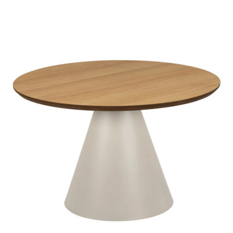 Image of Furniture To Go Soli Low Round Coffee Table In Oak/grey 65X43Cm