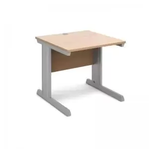 image of Vivo straight desk 800mm x 800mm - silver frame and beech top