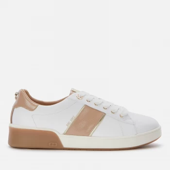 image of Dune Womens Eden Leather Low Top Trainers - White - UK 3