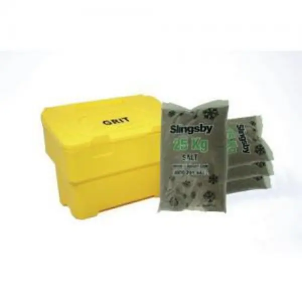 Image of ESE Direct Yellow 115L Grit Bin with 4 x 25kg Brown Salt 395091 Grit Bins