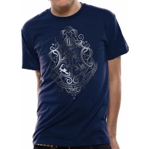 Image of Harry Potter - Silver Foil Crest Mens Large T-Shirt - Blue