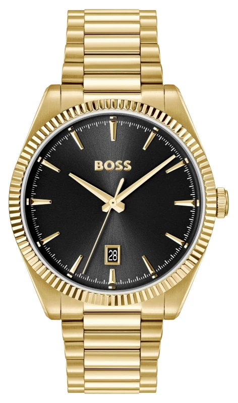 Image of BOSS 1514312 CHESWICK Three-Hand Quartz (40mm) Black Dial / Watch