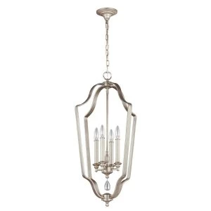 Image of 4 Light Ceiling Pendant Chandelier Silver, E14