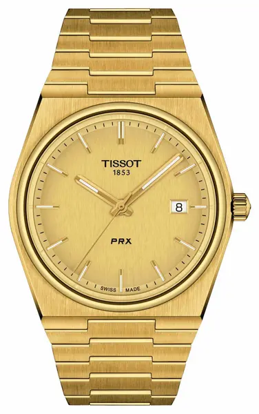 image of Tissot T1374103302100 PRX 40 205 Gold Dial Gold PVD Watch