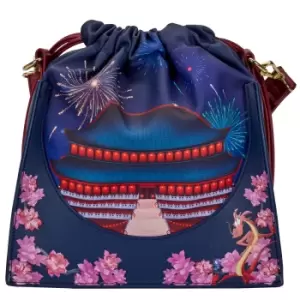 image of Loungefly Disney Mulan Castle Cinch Sack Cross Body Bag