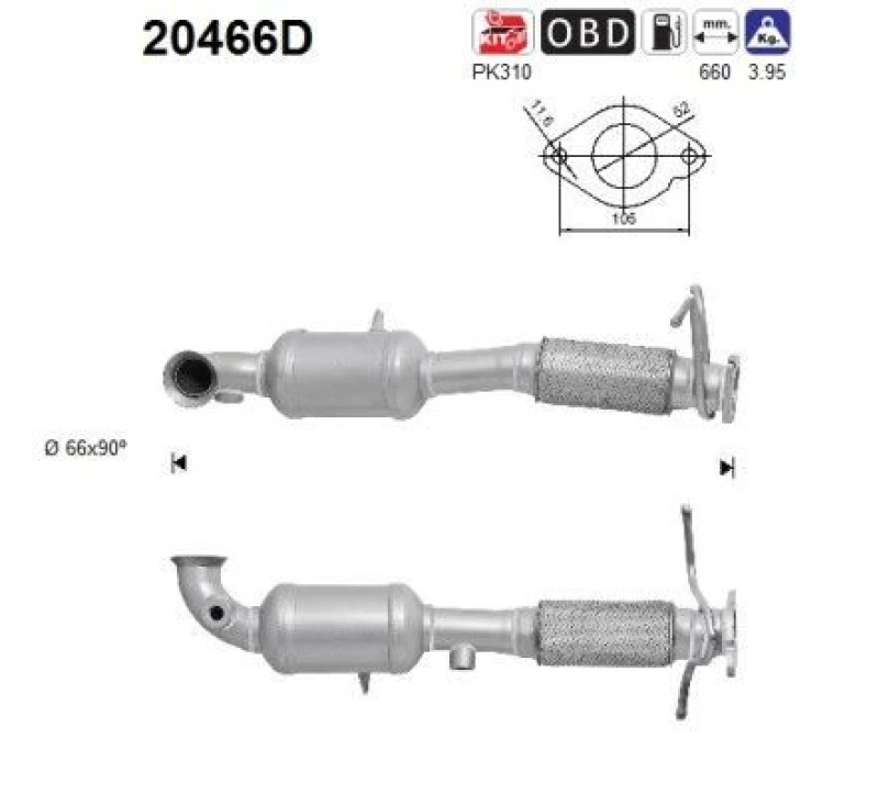 Image of AS Catalytic converter AS 20466D
