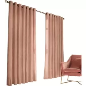 Image of Furn Himalaya Jacquard Design Eyelet Curtains (Pair) (168x137cm) (Blush Pink) - Blush Pink
