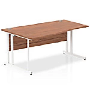 image of Impulse 1600 Left Hand White Cantilever Leg Wave Desk Walnut