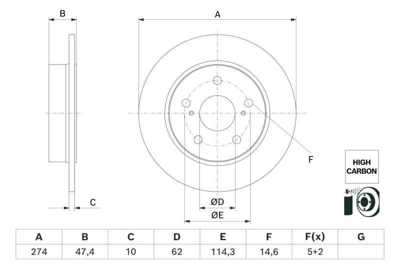 Image of Brake disc Bosch 0 986 479 H62