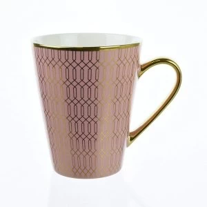 Image of Conical Mug with Geometric Design Pink and Gold
