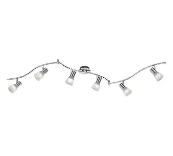 Image of Levisto Modern 6 Light Ceiling Spotlight Bar Nickel Matt 3000K