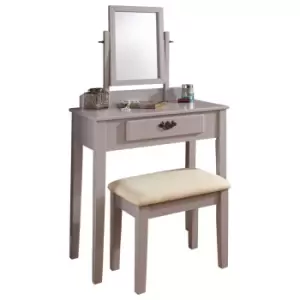 image of Shaker Dressing Table Mirror And Stool Set Grey