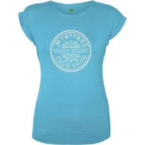 Image of The Beatles - Sgt Pepper Drum Womens Large T-Shirt - Blue