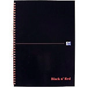 image of OXFORD Black n' Red Wirebound Hardback Notebook Ruled A4 140 Pages