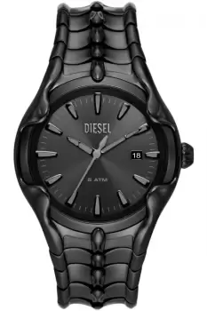 image of Diesel Mens Vert Three-Hand Date, Black Stainless Steel Watch, DZ2187