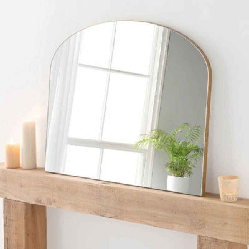 Image of Yearn Mirrors Yearn Mirrors Minimal Plain Mantle Mirror Gold 91(w) x 69cm(h) Gold One Size Unisex 0716053067517