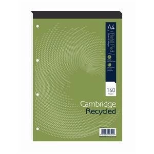 Original Cambridge Recycled Refill Pad Headbound Ruled Margin 4 Hole 70gsm 80 Sheets A4 Ref 100080151 Pack 5