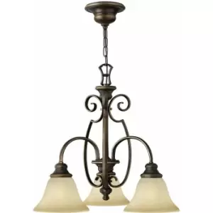 image of 3 Bulb Chandelier Hanging Pendant LIght Antique Bronze LED E27 60W Bulb