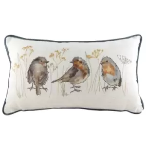 Image of Oakwood Robins Rectangular Cushion Multicolour, Multicolour / 30 x 50cm / Polyester Filled