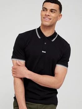 image of BOSS Pchup Centre Logo Polo Shirt - Black, Size L, Men