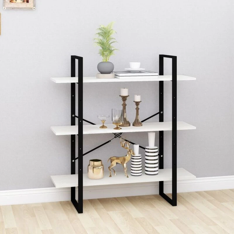 Image of VIDAXL 3-Tier Book Cabinet White 100x30x105cm Solid Pine Wood Vidaxl 8720286568439