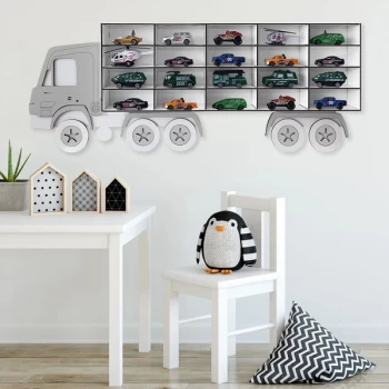Image of Kamyon - White, Grey White Grey Decorative MDF Wall Shelf