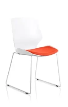 Image of Florence Sled White Frame Bespoke Tabasco Orange Fabric Visitor Chair