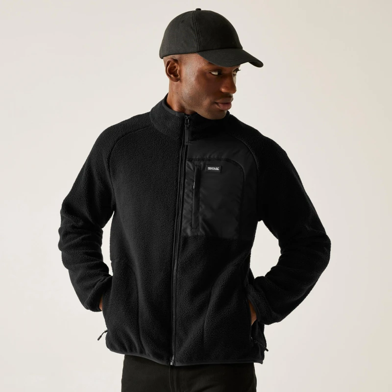 Image of Regatta Regatta Men Frankie Borg Full-Zip Insulating Fleece in Jet Black Size: Small Jet Black S Male 5063516104100