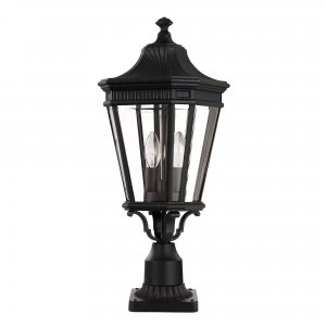 Image of 2 Light Medium Outdoor Pedestal Light Black IP44, E14