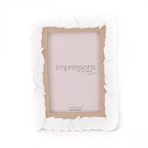 image of Impressions White Resin Feather Photo Frame 4" x 6"