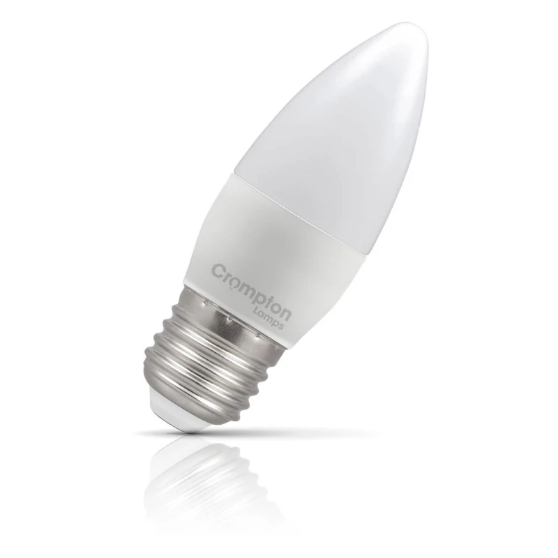Image of Crompton Lamps LED Candle Light Bulb E27 4.2W (40W Eqv) Warm White 2700K Screw Thermal Plastic Opal