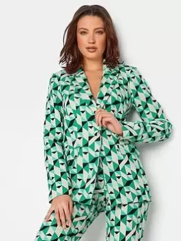 image of Long Tall Sally Geo Print Hazel Blazer, Green, Size 12, Women