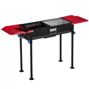 Image of Outsunny Portable Charcoal Barbecue Grill With Side Shelves For Outdoor Picnic Camping - Black