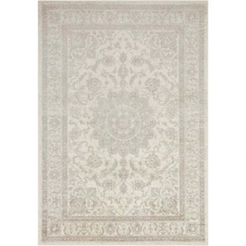 Image of The Rugs Velvet Orient Tabris Rug Thin Oriental Medallion Soft Viscose Cotton In Cream