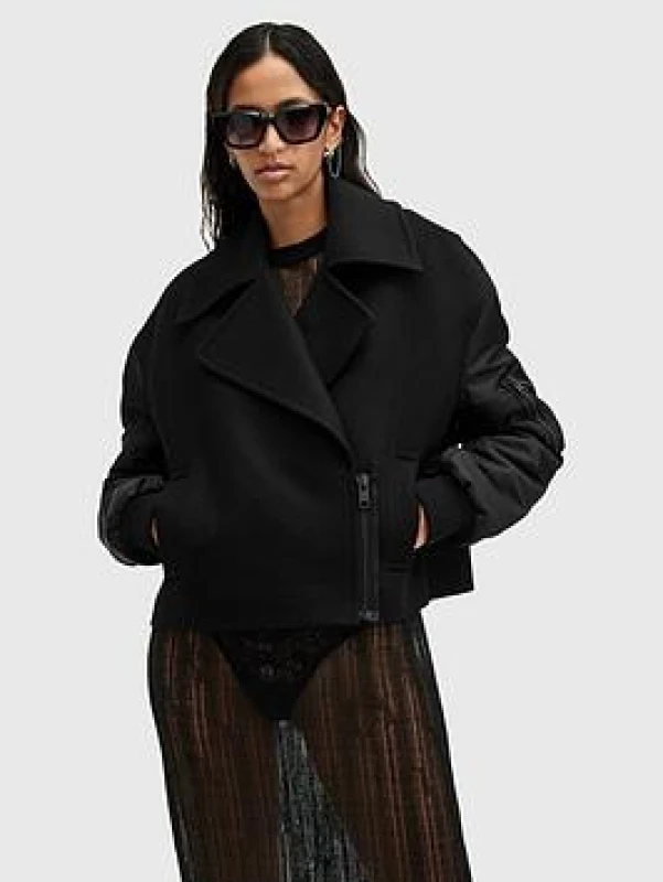 Image of AllSaints Orla Jacket - Black Size 12, Women Black W3QSA Female 12