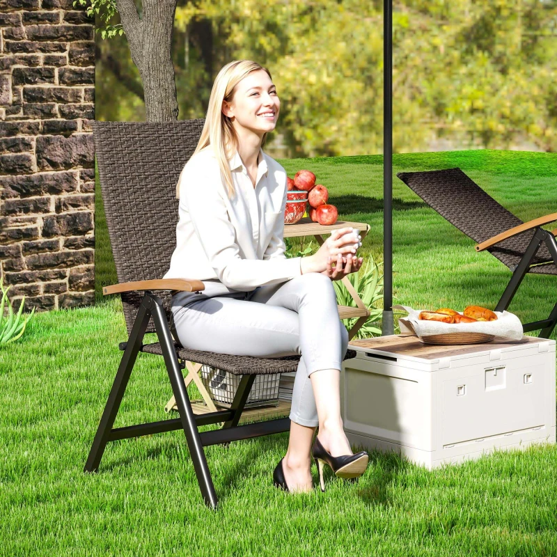 Image of Outsunny Outdoor Folding Rattan Chair - Dining Chair - Brown TJ Hughes 5063603738249