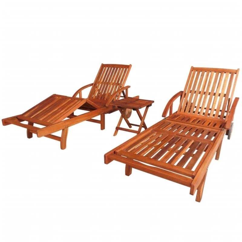 Image of Nova Sun Loungers 2 pcs with Table Solid Acacia Wood vidaXL 274662