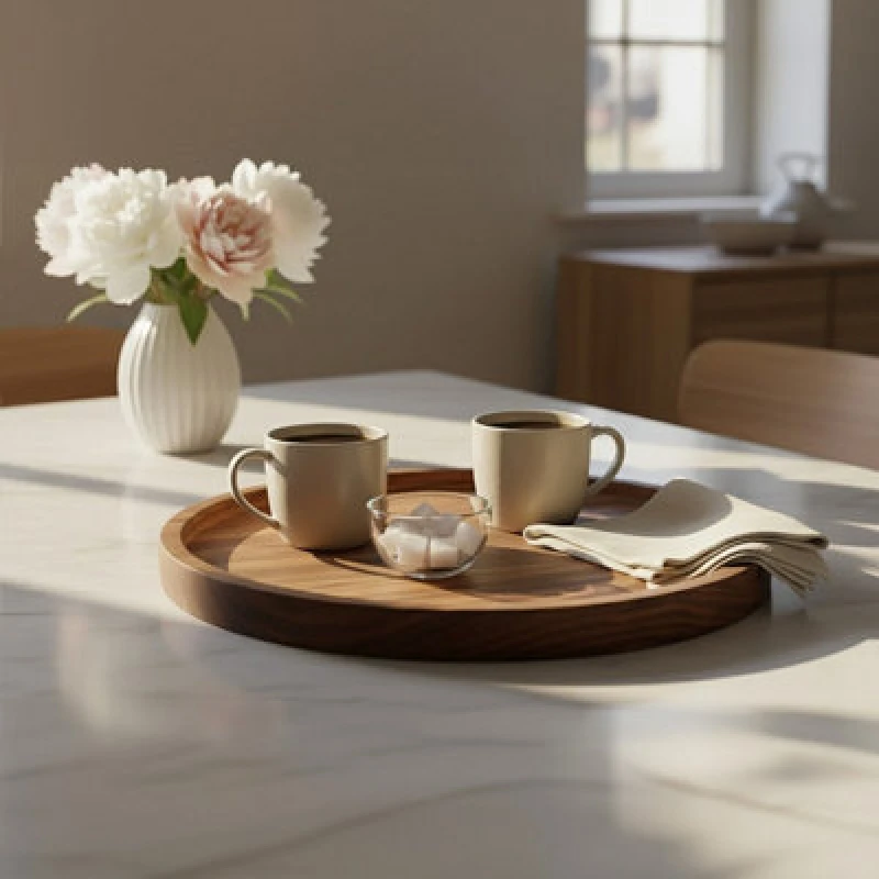 Image of Orsina Kora Dark Wood Round Tray 20Cm