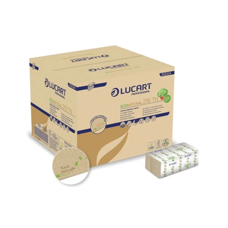 Image of Lucart Professional Interfolded Napkins EcoNatural 216TN 150x40 Sheets (6000 Pack) 832324B