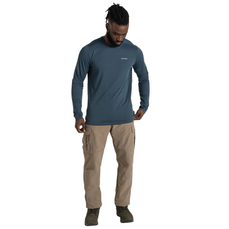Image of Craghoppers Craghoppers Men NosiLife Abel Insect-Repellent Stretch Long Sleeved T-Shirt in Navy Size: 2X-large Navy XXL Male 5063260001151