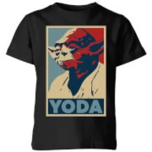 Image of Star Wars Yoda Poster Kids T-Shirt - Black - 9-10 Years