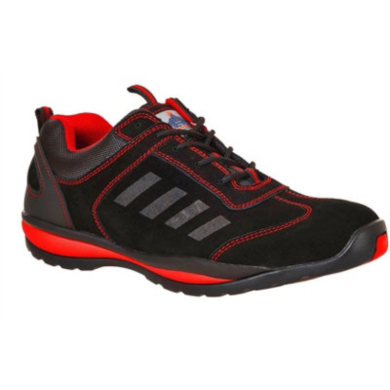 Image of Portwest Steelite Lusum S1P HRO Safety Trainers FW34RER36 Colour: Black / Red