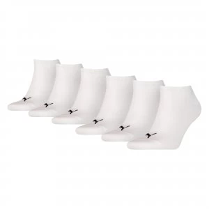 Image of Womens PUMA Unisex Plain Sneaker Socks 6 Pack, White, size 9-11, Clothing
