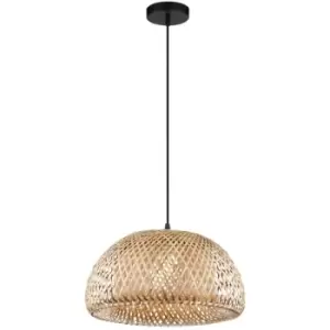 image of Netlighting Merano Anchorage 39cm Dome Pendant Ceiling Light Bamboo Black LED E2