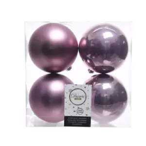 image of Kaemingk Shatterproof Plain Christmas Baubles (Pack Of 4) (10cm) (Lilac)