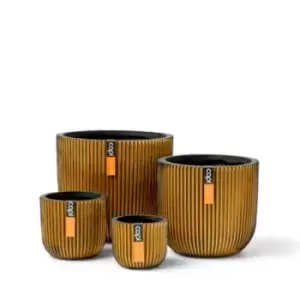 image of Capi Europe Nature Groove Gold Planter Pot Collection 4 Pack; Planter Ball Groove 8X7Cm 9X8Cm 14X13Cm & 17X15Cm