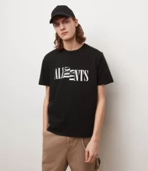 Image of AllSaints Mens Nico Crew T-Shirt, Black, Size: XS