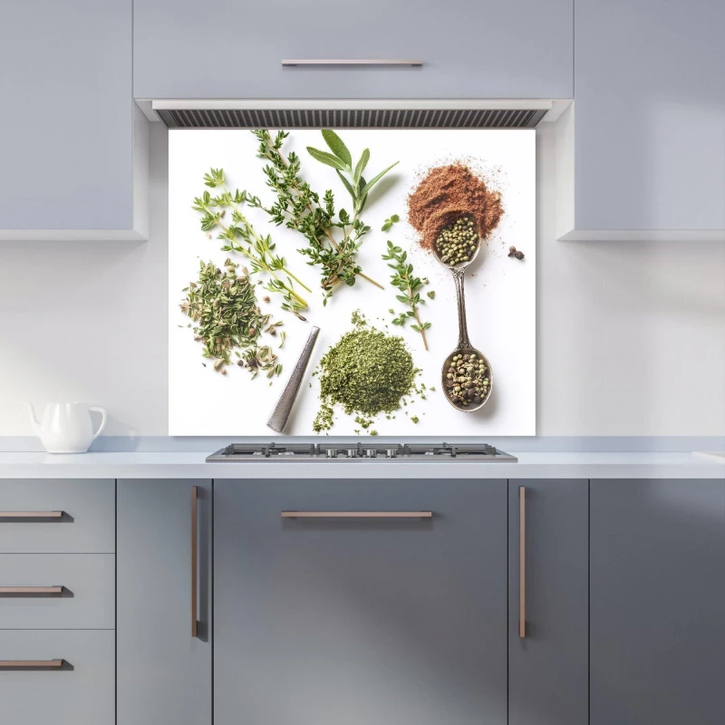 Image of Warren Reed - Designer Spice & Herb Medley Kitchen Splashback in Orange Size: 600mm x 750mm Orange Unisex 600mm x 750mm
