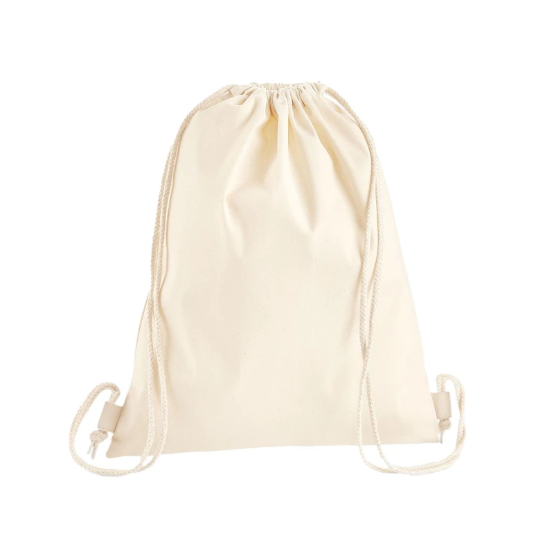 Image of Westford Mill Mens Premium Cotton Drawstring Bag in Natural Natural Male