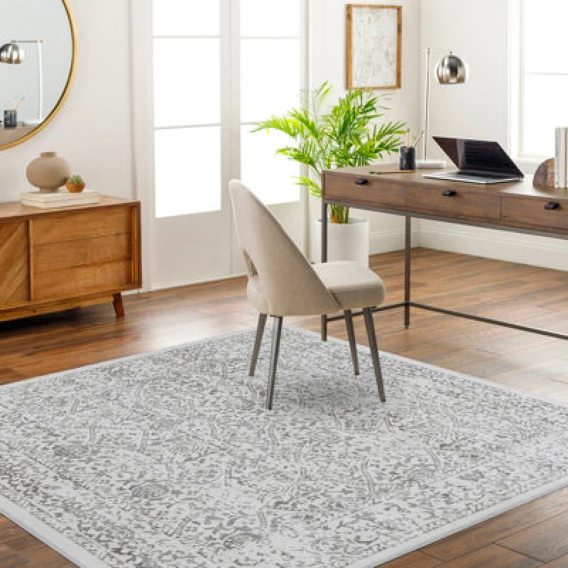 Image of Livabliss Square Vintage Oriental Boho Grey/ivory Margaux Area Rug 200 X 200 Cm - Easy Care, Non Shedding, Ideal For Living Room & Bedroom